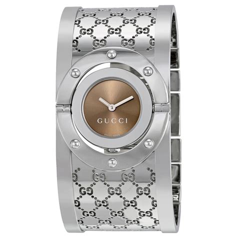 gucci ya112401 twirl silver-tone bangle watch|YA112401 Gucci 112 The Twirl Womens Watch.